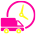 Icon of a service truck and clock representing fast plumbing service.