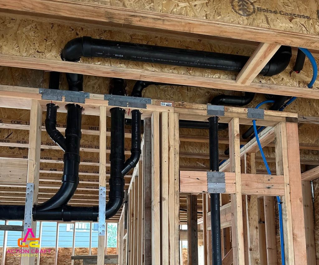 New construction plumbing service with underground pipe installation in Spokane, WA.