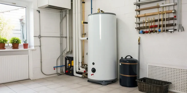 50-gallon water heater installed in a utility room, related to water heater replacement cost.