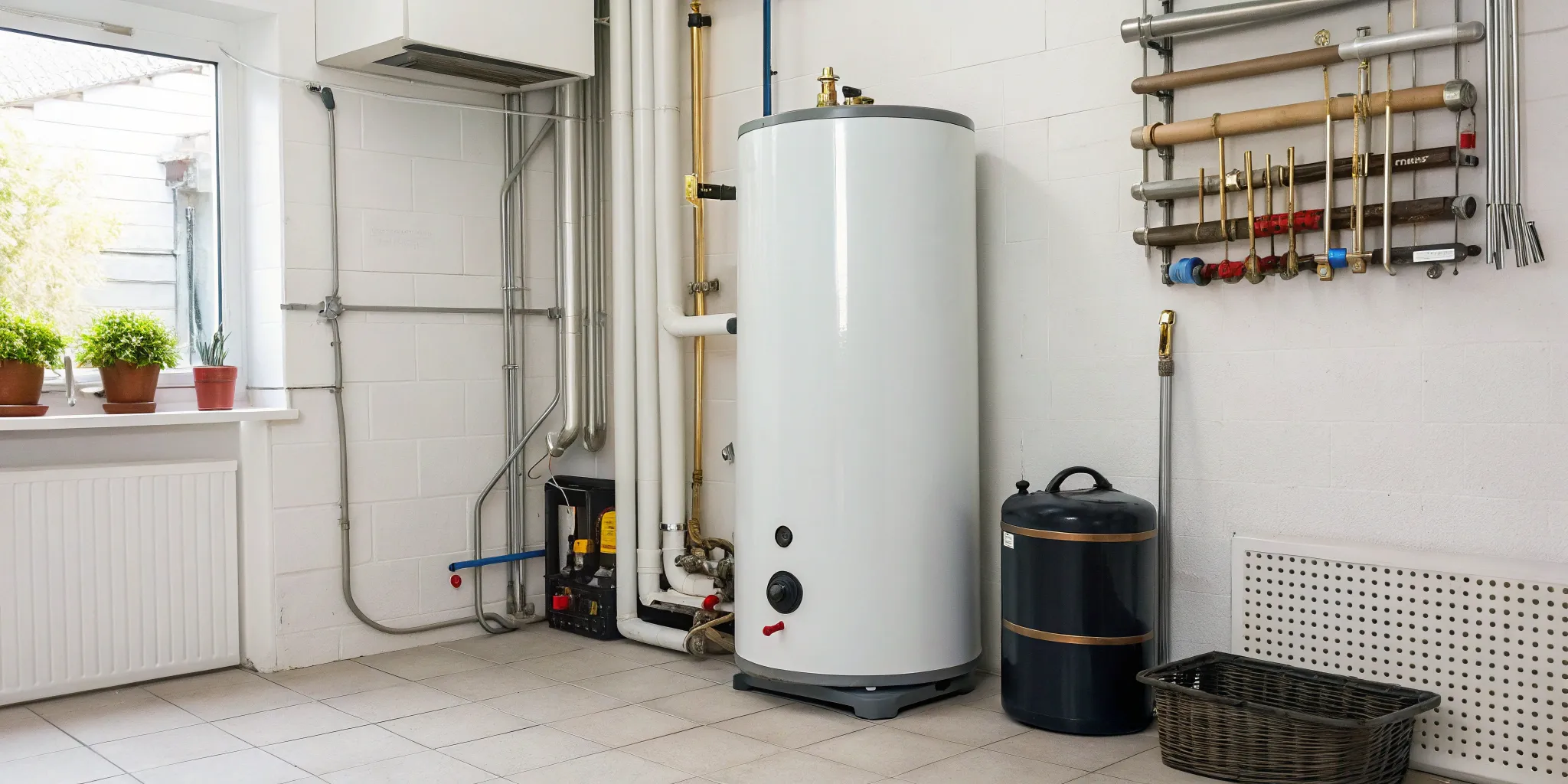 50-gallon water heater installed in a utility room, related to water heater replacement cost.