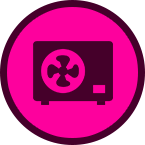 Hybrid and heat pump water heater service icon.