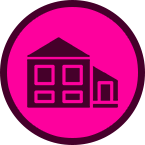 Split-level home plumbing service icon.
