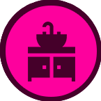 Bathroom vanity and cabinet installation service icon.