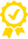 Certified service award ribbon icon.